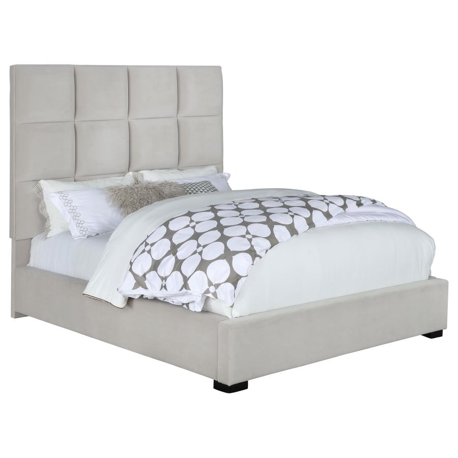 Panes Queen Tufted Upholstered Panel Bed Beige - (315850Q)