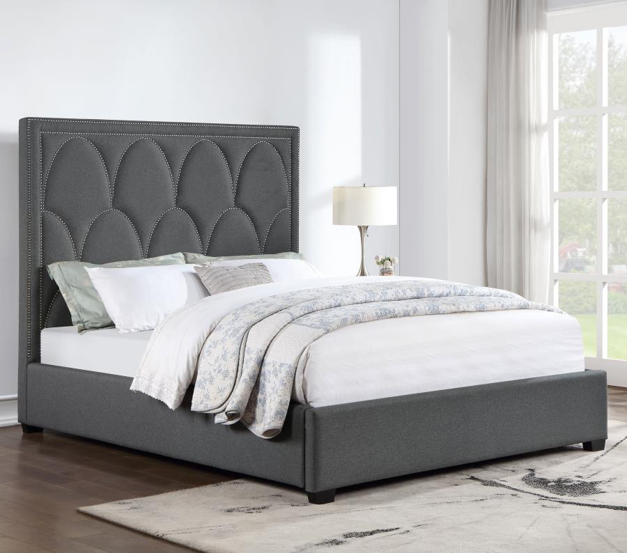 Bowfield Upholstered Bed With Nailhead Trim Charcoal - (315900KE)