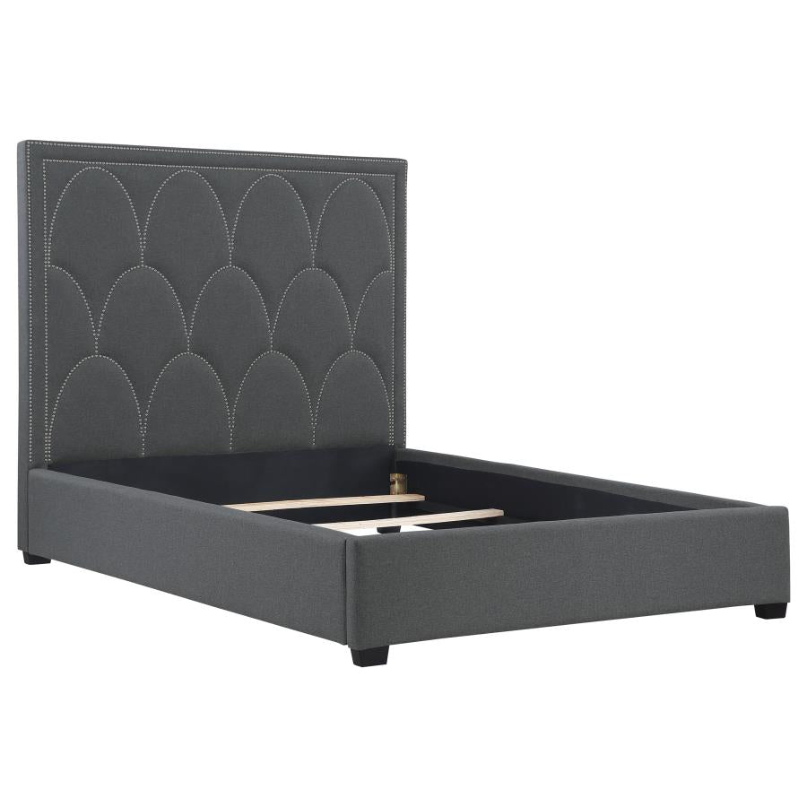 Bowfield Upholstered Bed With Nailhead Trim Charcoal - (315900KE)