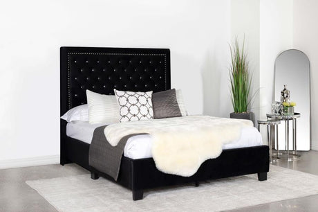 Hailey Upholstered Tufted Platform Eastern King Bed Black - (315925KE)