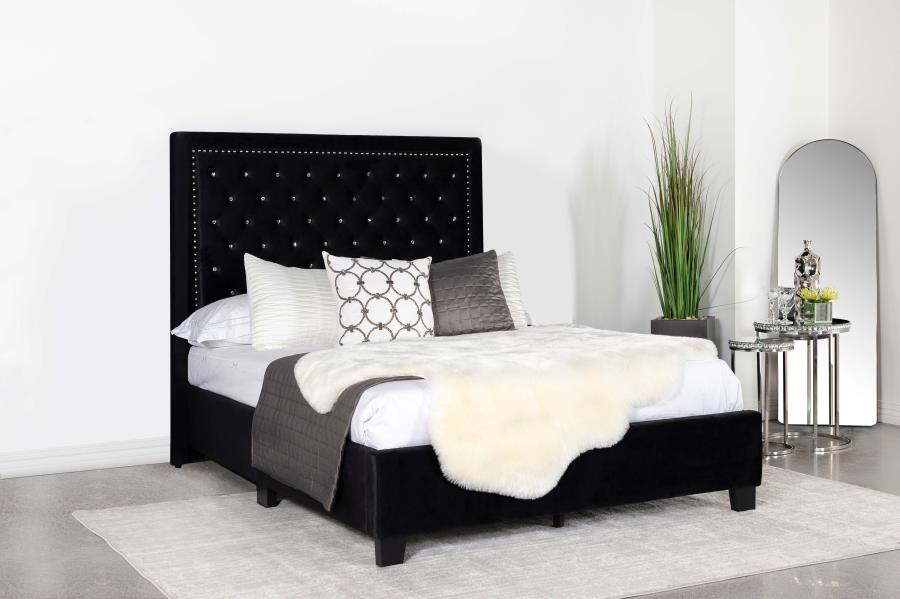 Hailey Upholstered Tufted Platform California King Bed Black - (315925KW)