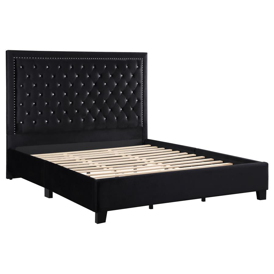 Hailey Upholstered Tufted Platform Queen Bed Black - (315925Q)