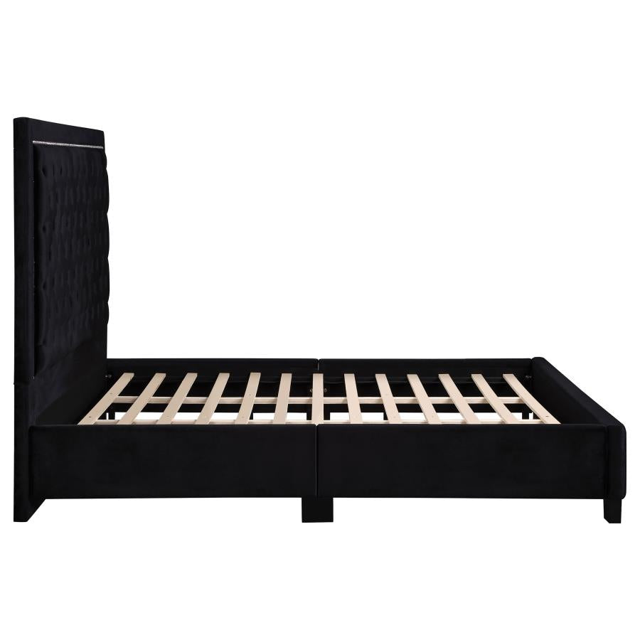 Hailey Upholstered Tufted Platform Queen Bed Black - (315925Q)