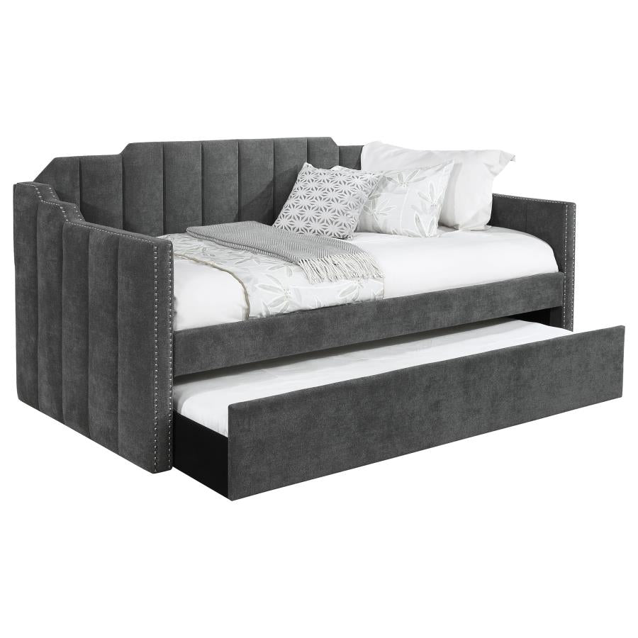 Kingston Upholstered Twin Daybed With Trundle Charcoal - (315962)
