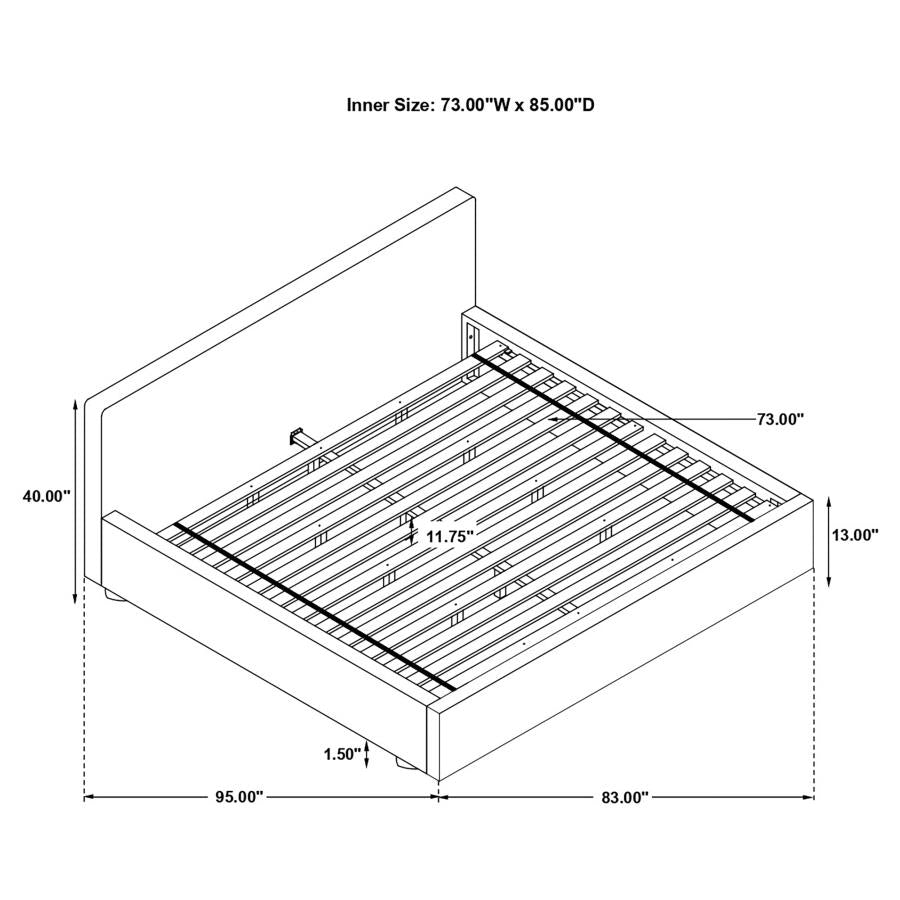 Gregory Upholstered Platform Bed Graphite - (316020KW)