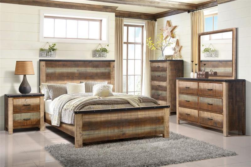 Sembene Bedroom Rustic Antique Multi-color California King Five-piece Set - (205091KWS5)