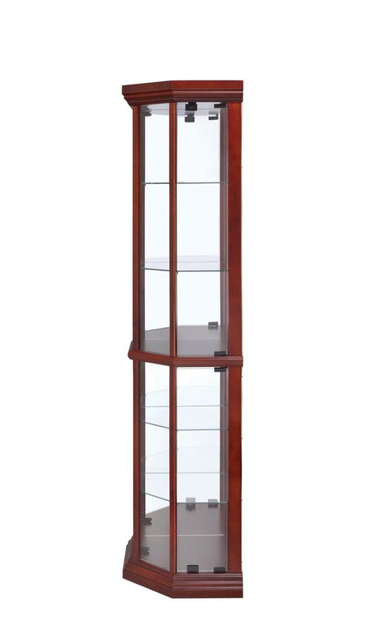 Appledale 6-shelf Corner Curio Cabinet Medium Brown - (3393)