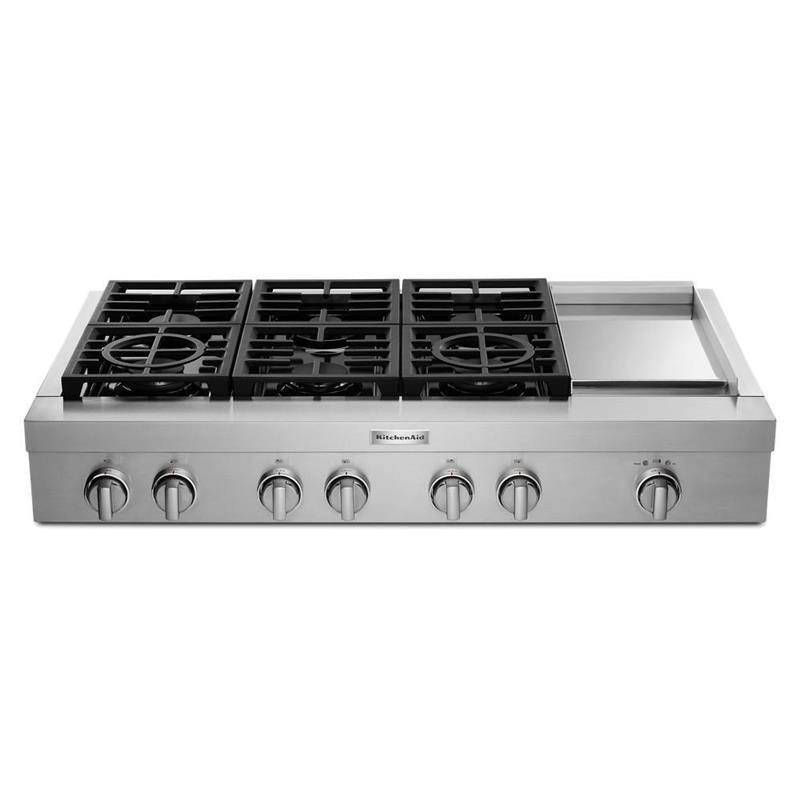KitchenAid(R) 48'' 6-Burner Commercial-Style Gas Rangetop with Griddle - (KCGC558JSS)