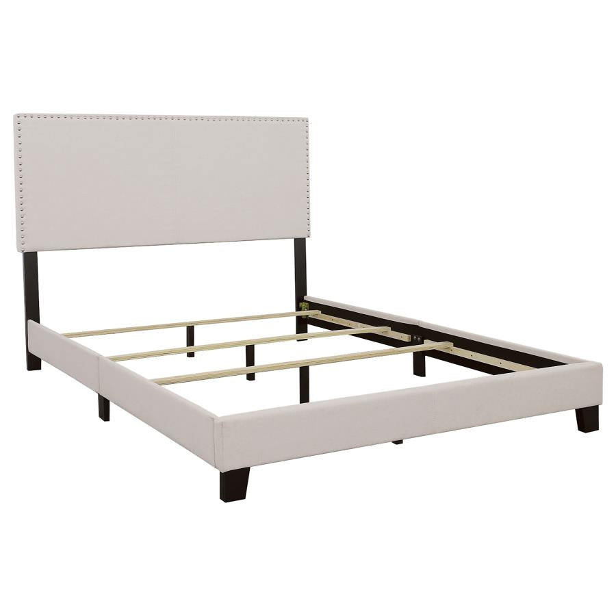 Boyd Eastern King Upholstered Bed With Nailhead Trim Ivory - (350051KE)