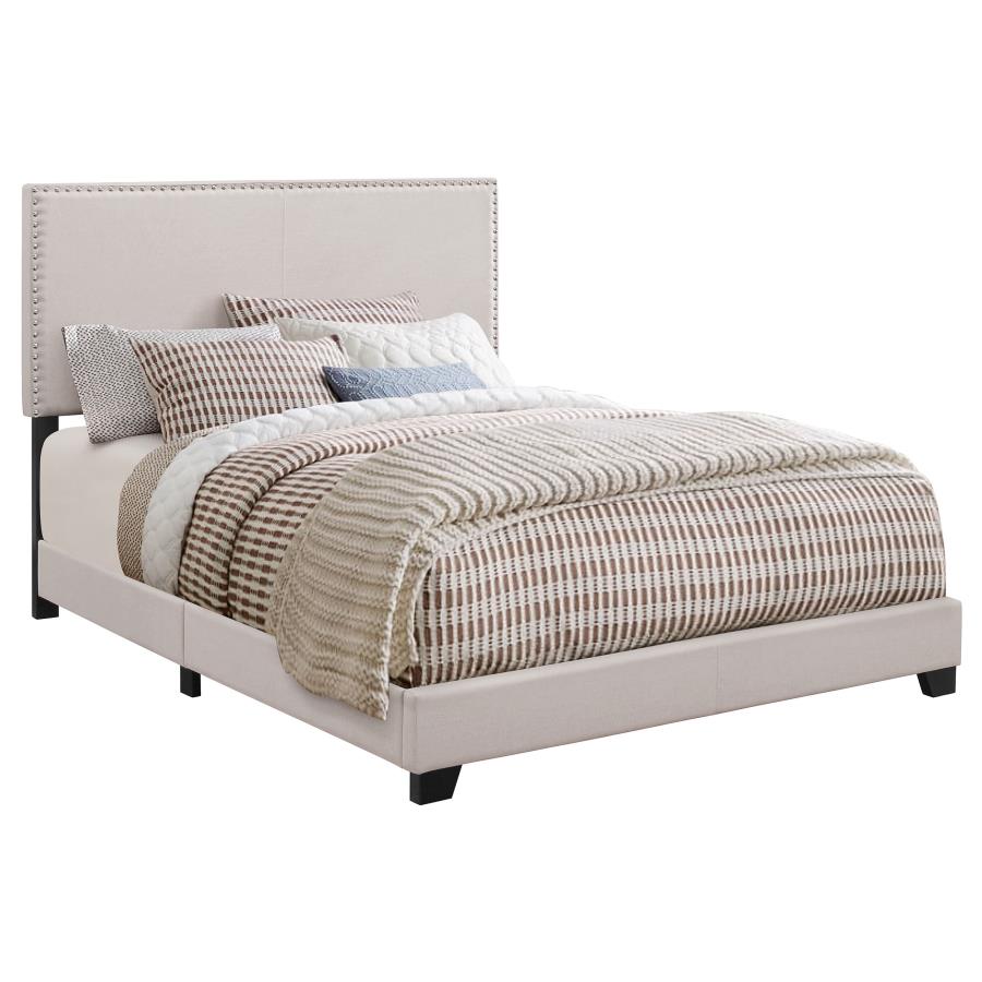 Boyd Eastern King Upholstered Bed With Nailhead Trim Ivory - (350051KE)