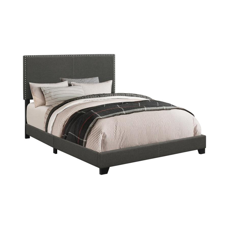 Boyd Twin Upholstered Bed With Nailhead Trim Charcoal - (350061T)