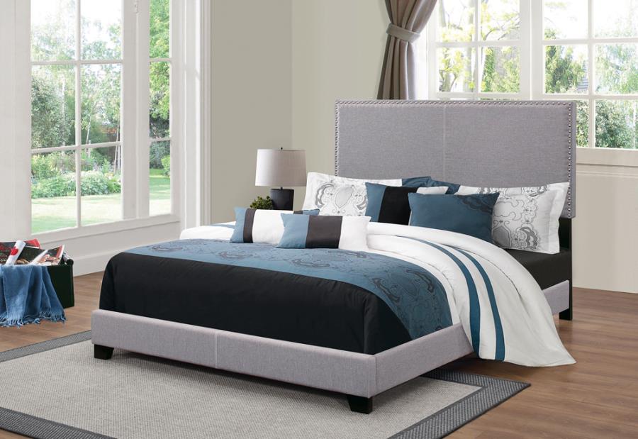 Boyd Eastern King Upholstered Bed With Nailhead Trim Grey - (350071KE)