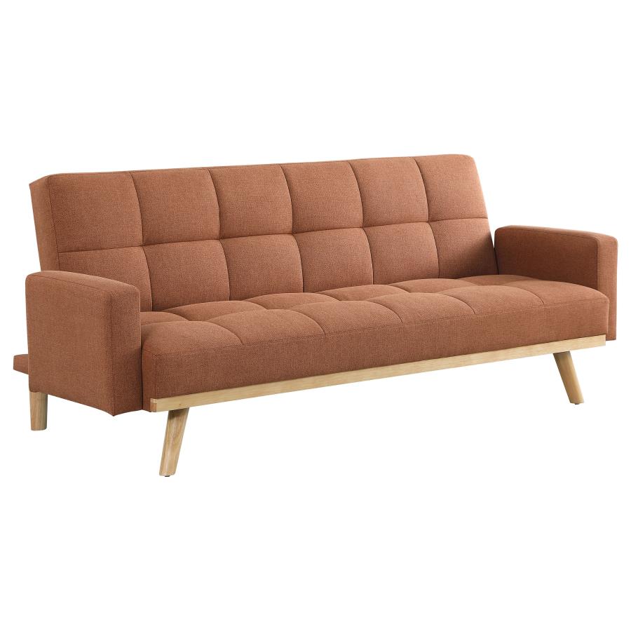 Kourtney Upholstered Track Arms Covertible Sofa Bed Terracotta - (360126)