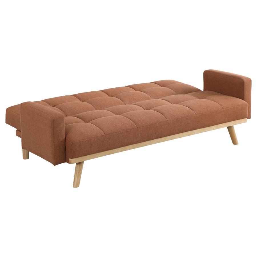 Kourtney Upholstered Track Arms Covertible Sofa Bed Terracotta - (360126)