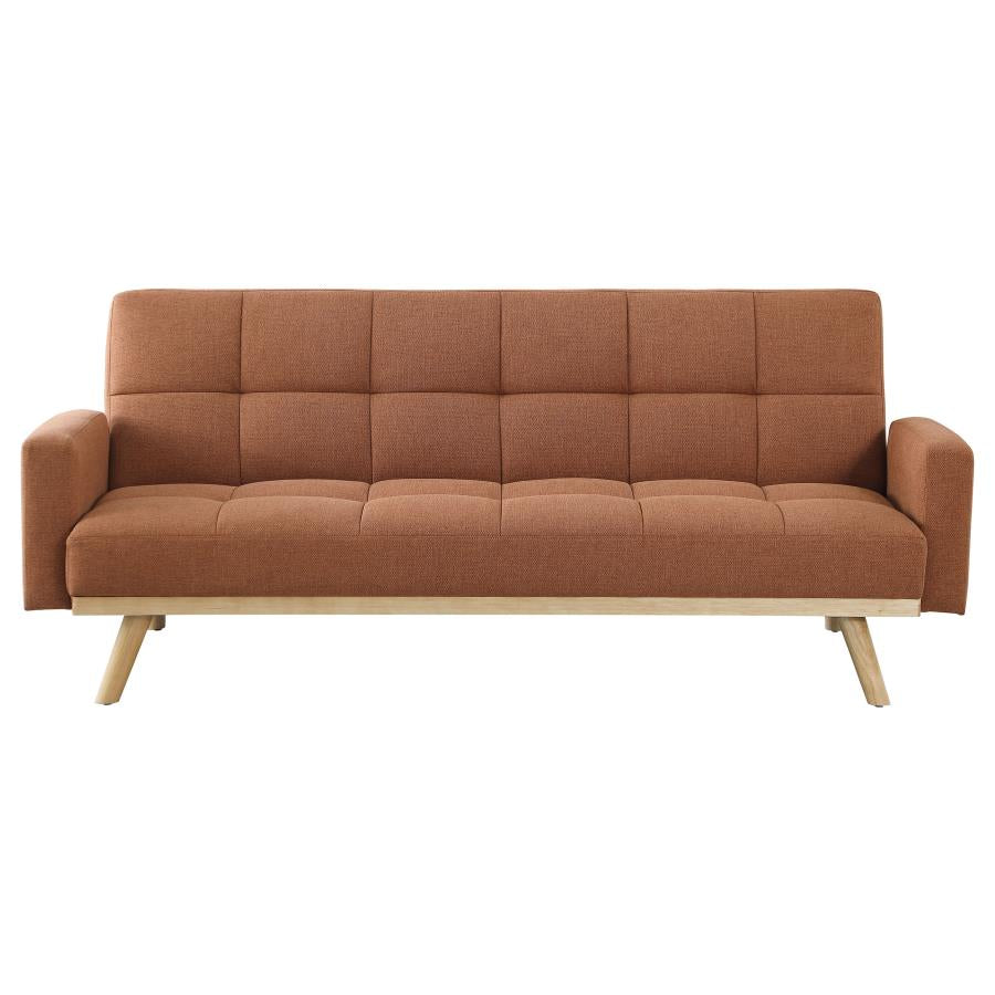 Kourtney Upholstered Track Arms Covertible Sofa Bed Terracotta - (360126)