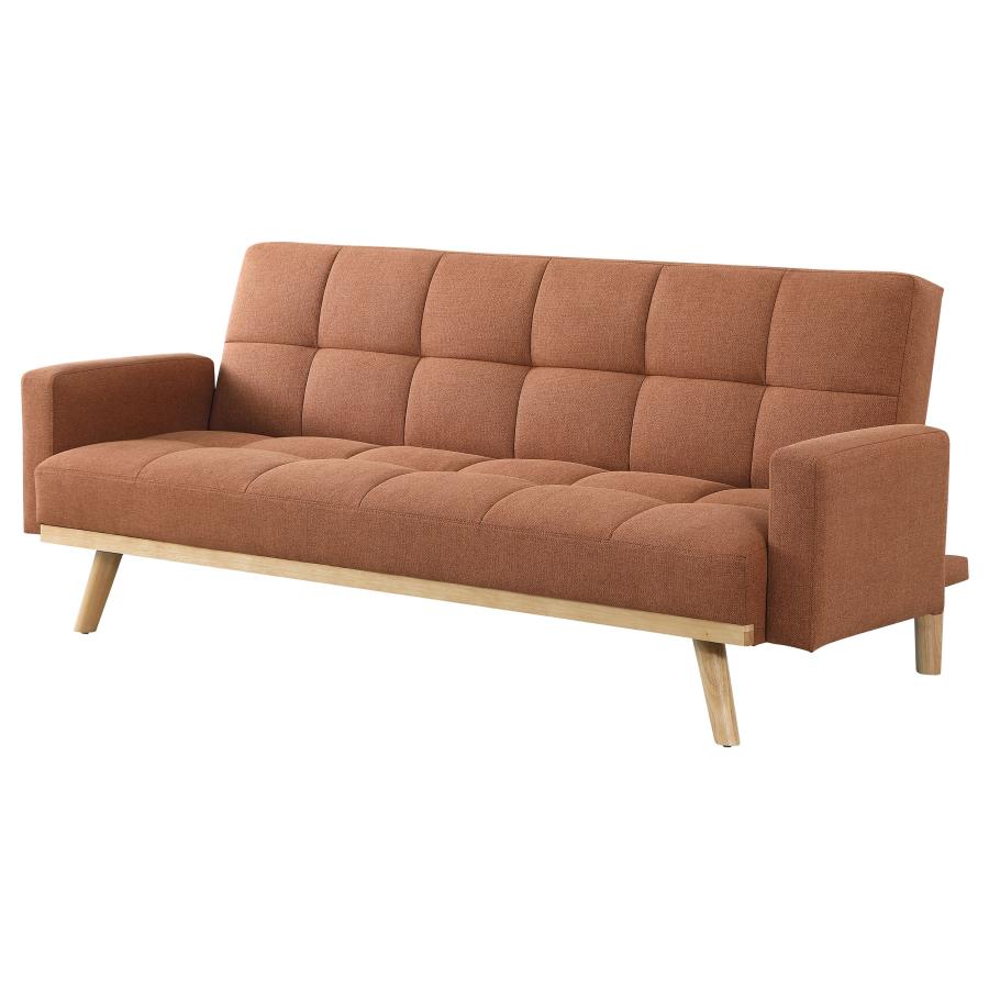 Kourtney Upholstered Track Arms Covertible Sofa Bed Terracotta - (360126)