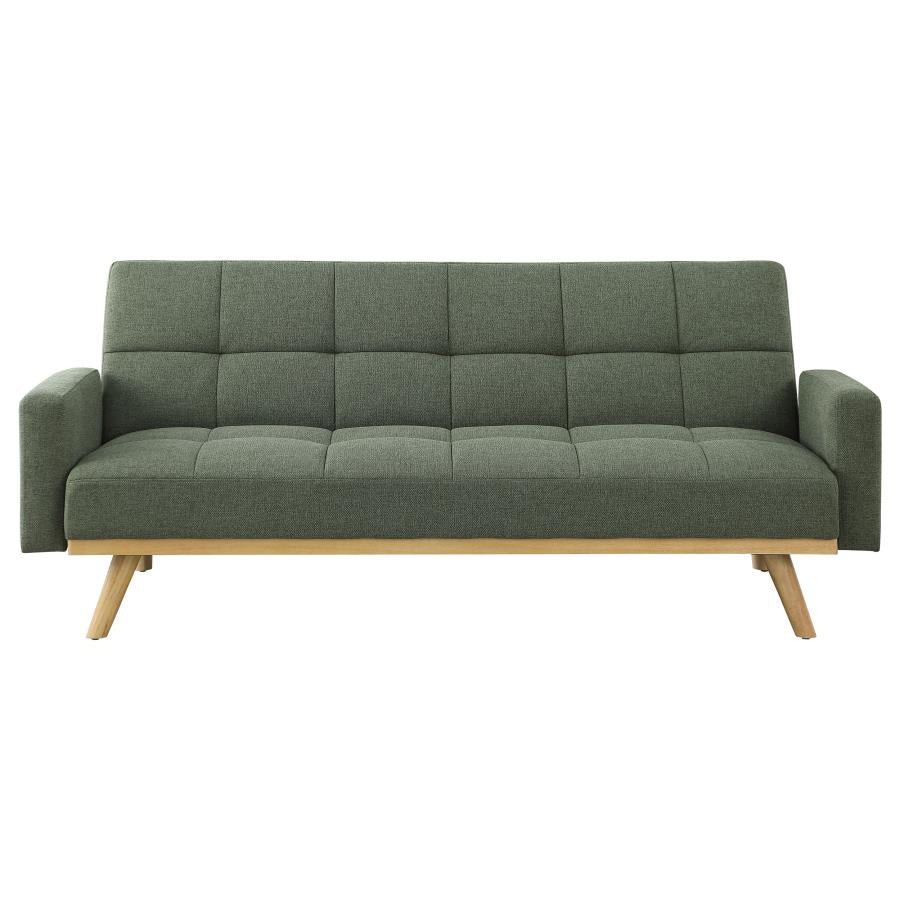 Kourtney Upholstered Track Arms Covertible Sofa Bed Sage Green - (360127)