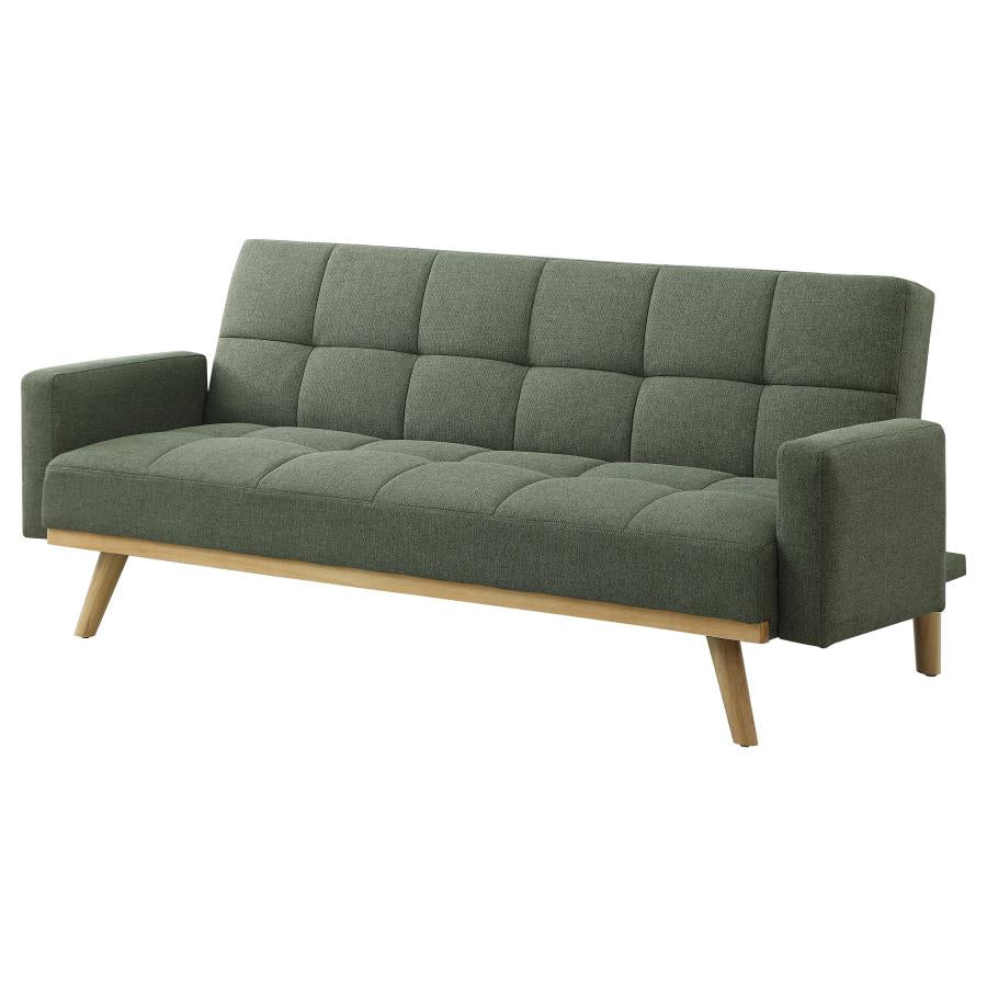 Kourtney Upholstered Track Arms Covertible Sofa Bed Sage Green - (360127)