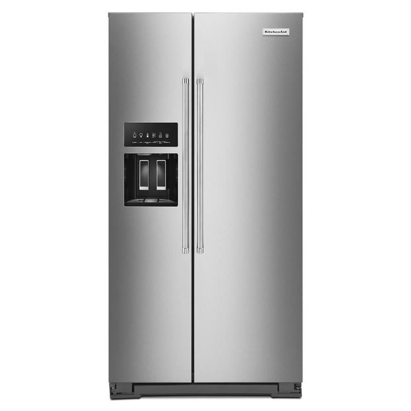 22.6 cu ft. Counter-Depth Side-by-Side Refrigerator with Exterior Ice and Water and PrintShield(TM) finish - (KRSC703HPS)