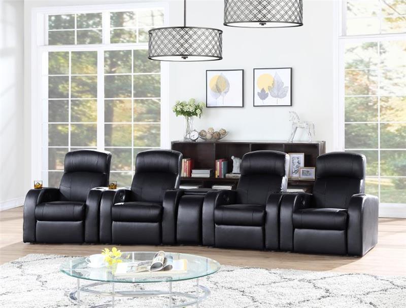 Cyrus Upholstered Recliner Living Room Set Black - (600001S4B)