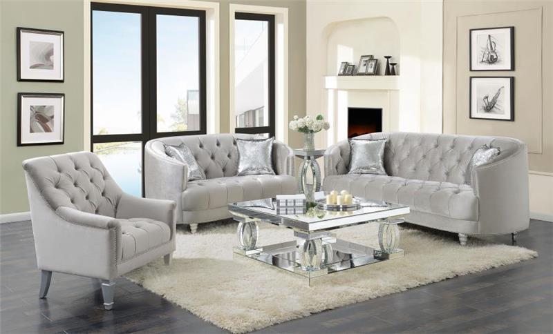 Avonlea 3-piece Tufted Living Room Set Grey - (508461S3)