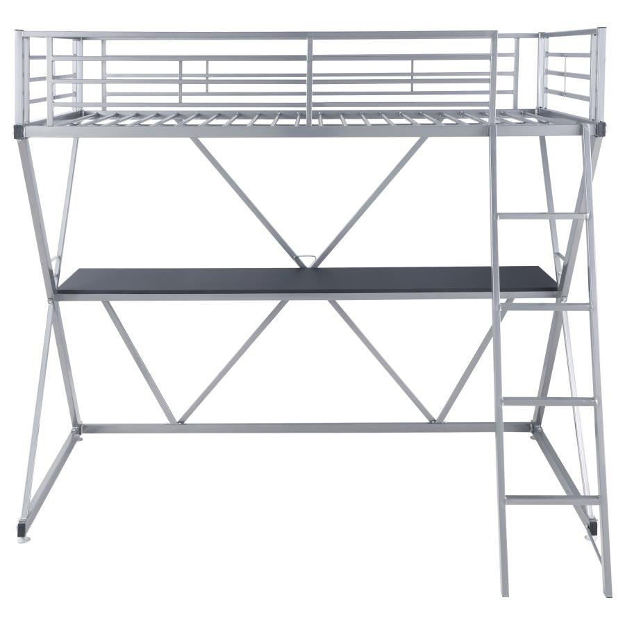 Hyde Twin Workstation Loft Bed Silver - (400034T)