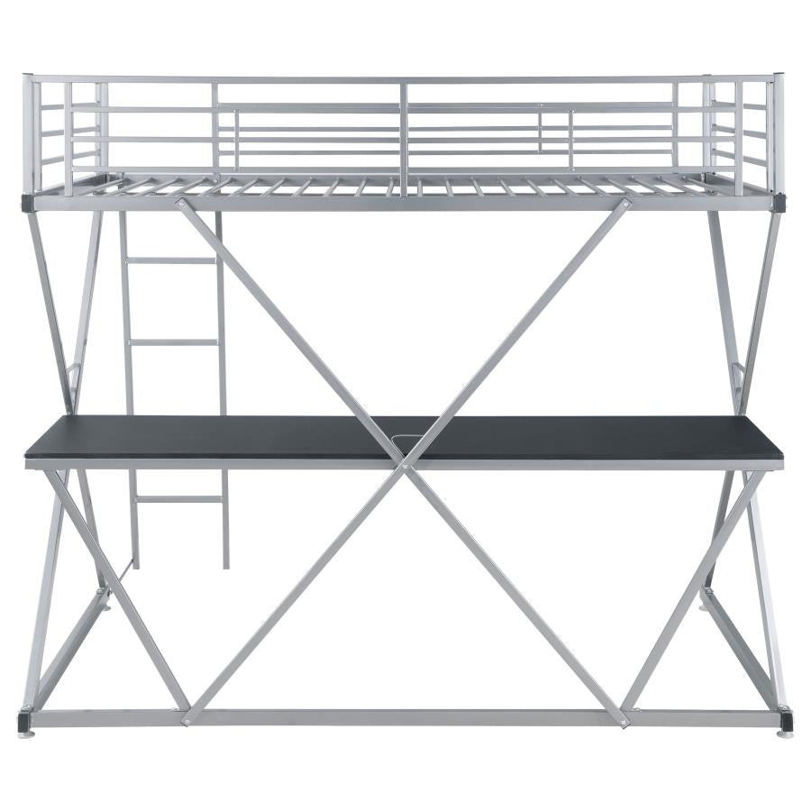 Hyde Twin Workstation Loft Bed Silver - (400034T)