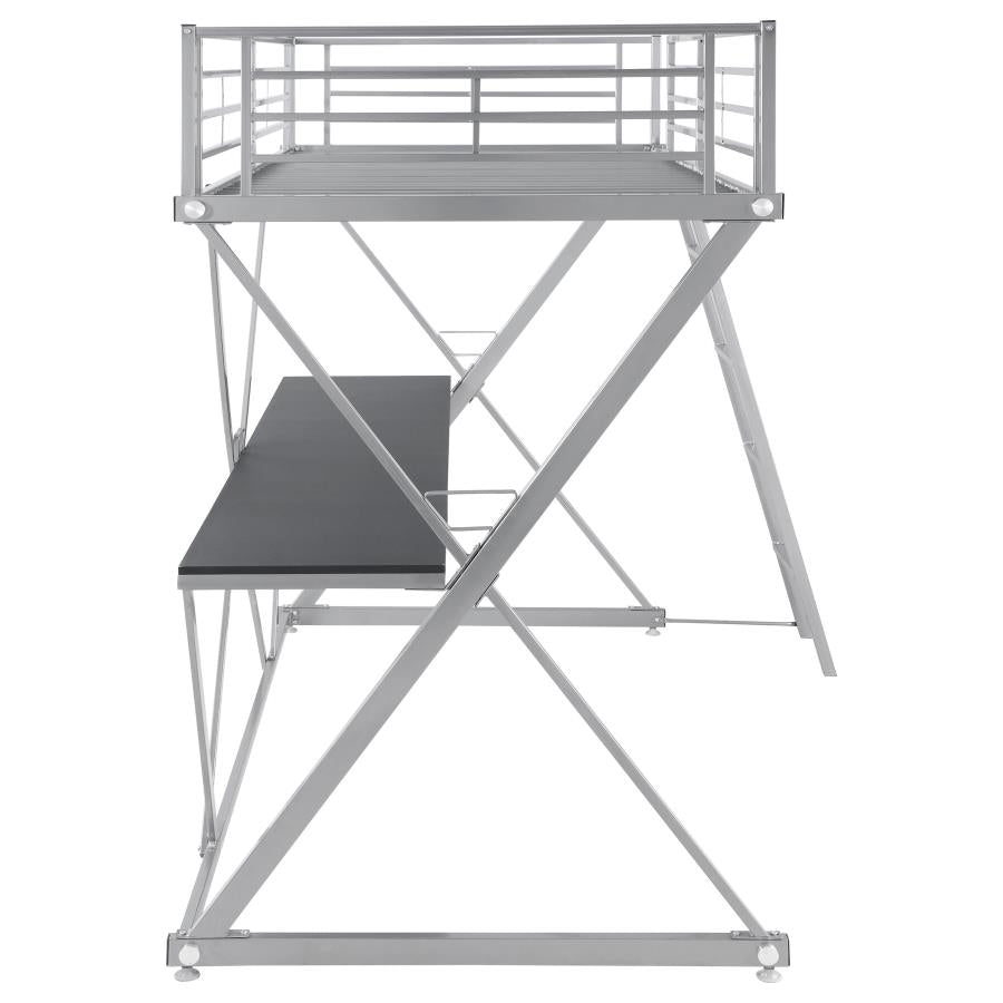 Hyde Twin Workstation Loft Bed Silver - (400034T)