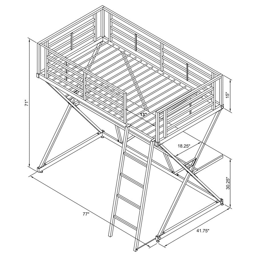 Hyde Twin Workstation Loft Bed Silver - (400034T)