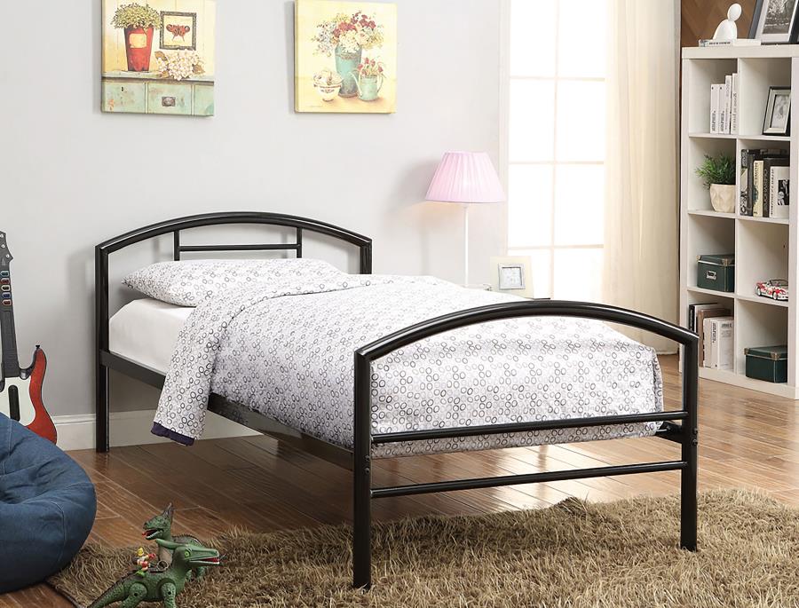 Baines Twin Metal Bed With Arched Headboard Black - (400157T)