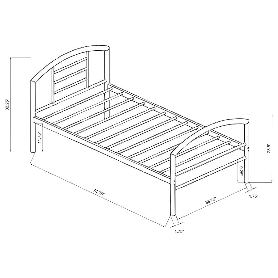 Baines Twin Metal Bed With Arched Headboard Silver - (400159T)