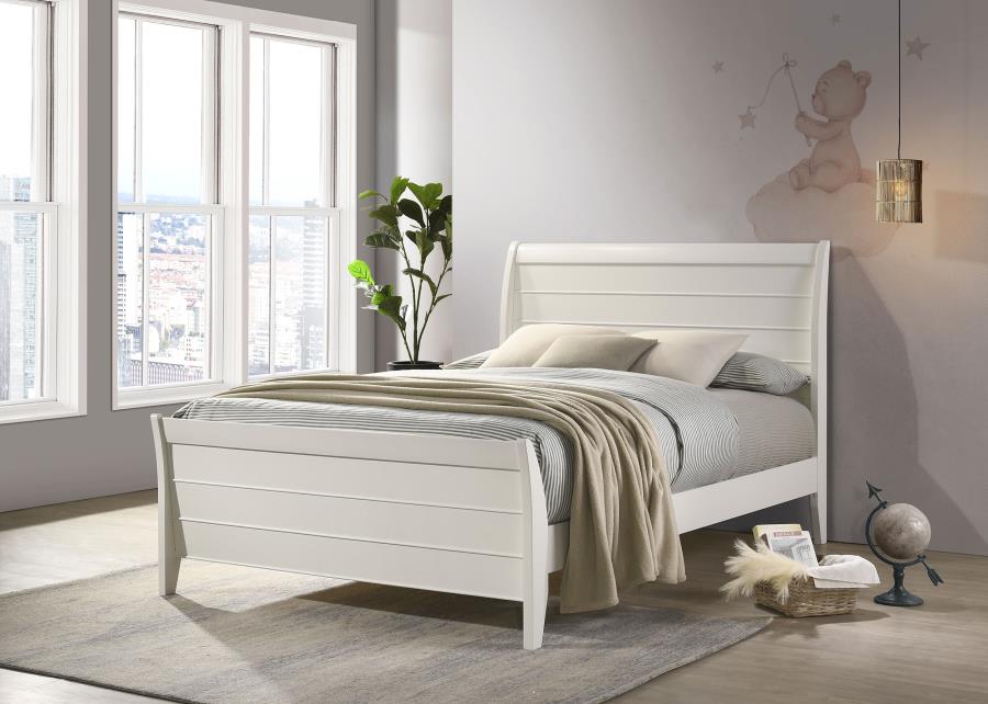 Selena Full Sleigh Platform Bed Cream White - (400231F)