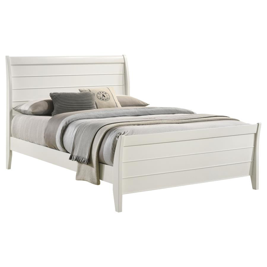 Selena Full Sleigh Platform Bed Cream White - (400231F)