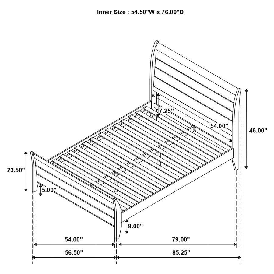 Selena Full Sleigh Platform Bed Cream White - (400231F)