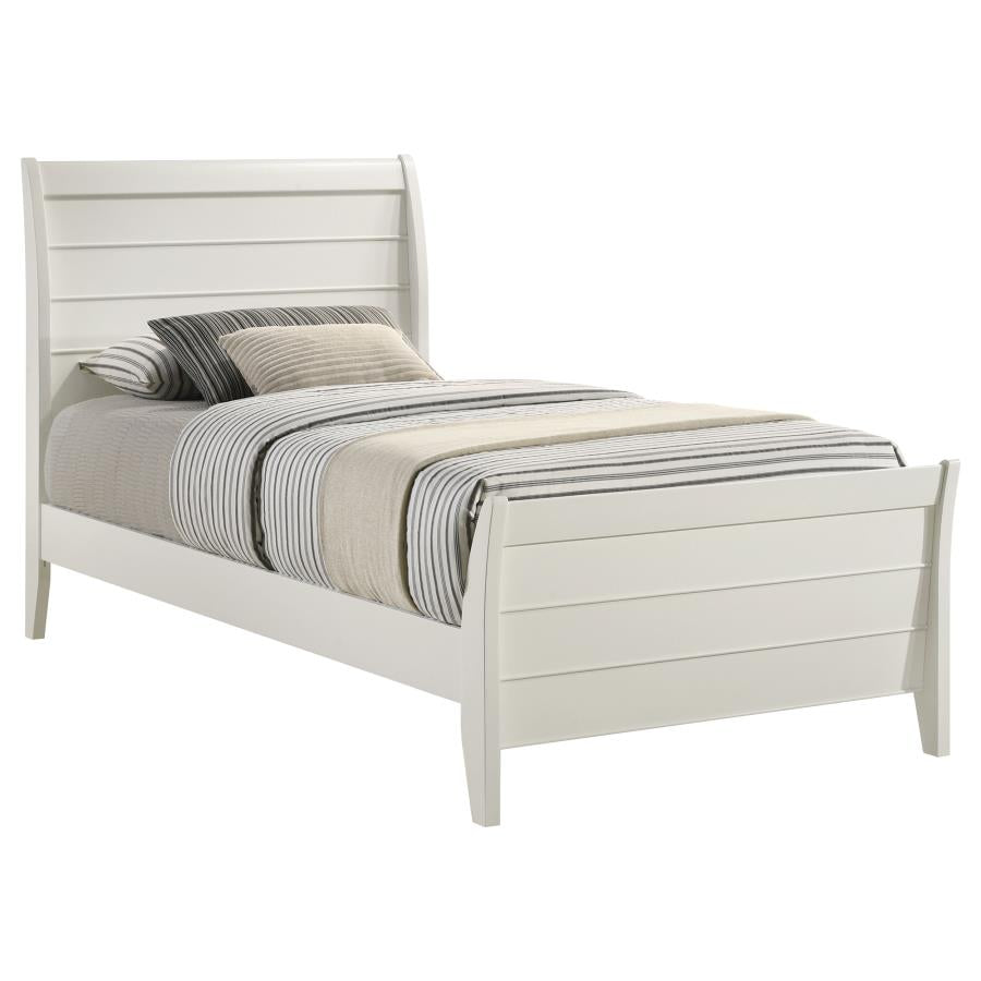 Selena Twin Sleigh Platform Bed Cream White - (400231T)