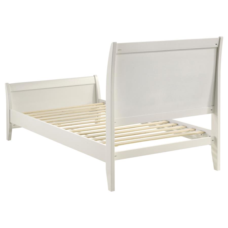 Selena Twin Sleigh Platform Bed Cream White - (400231T)