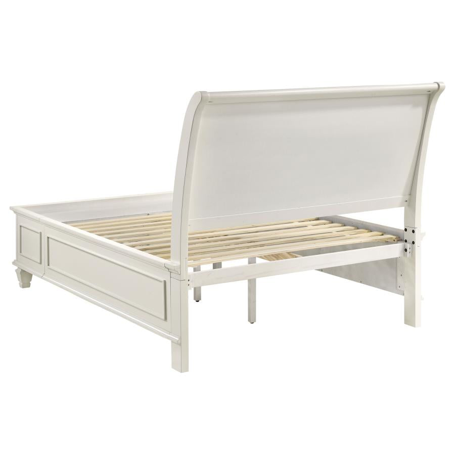 Selena Full Sleigh Bed With Footboard Storage Cream White - (400239F)