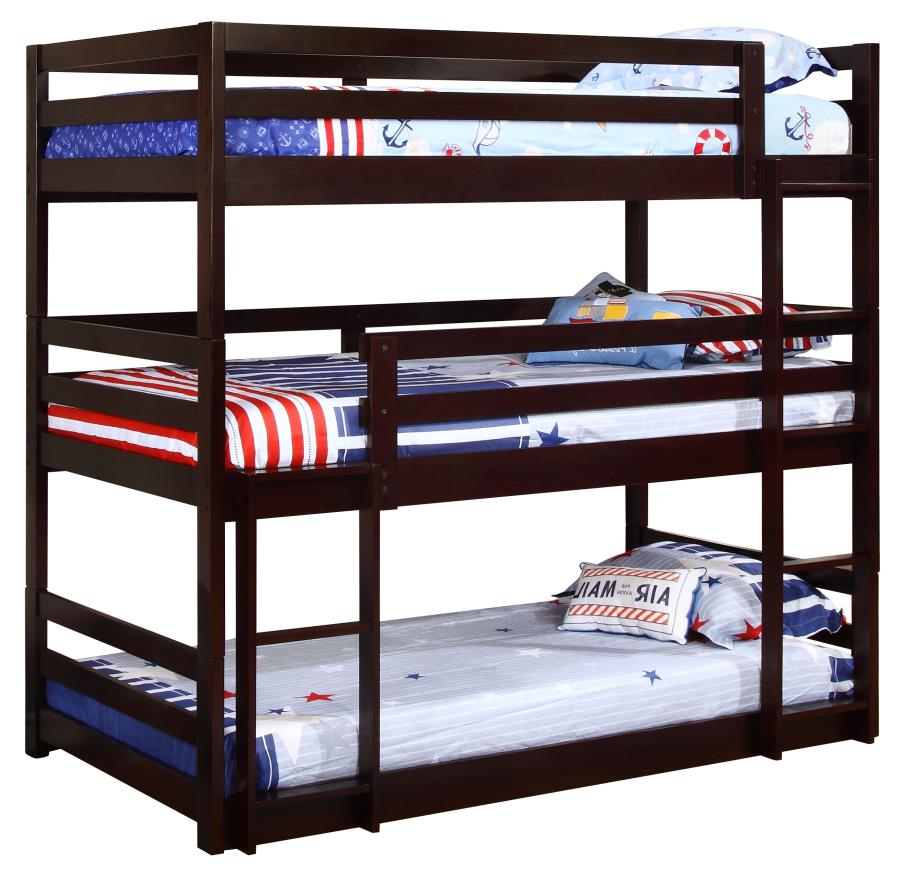 Sandler Twin Triple Bunk Bed Cappuccino - (400302)