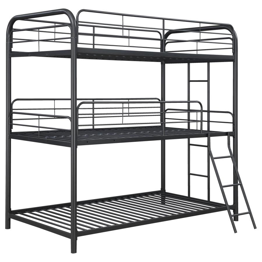 Garner Triple Twin Bunk Bed With Ladder Gunmetal - (400777)