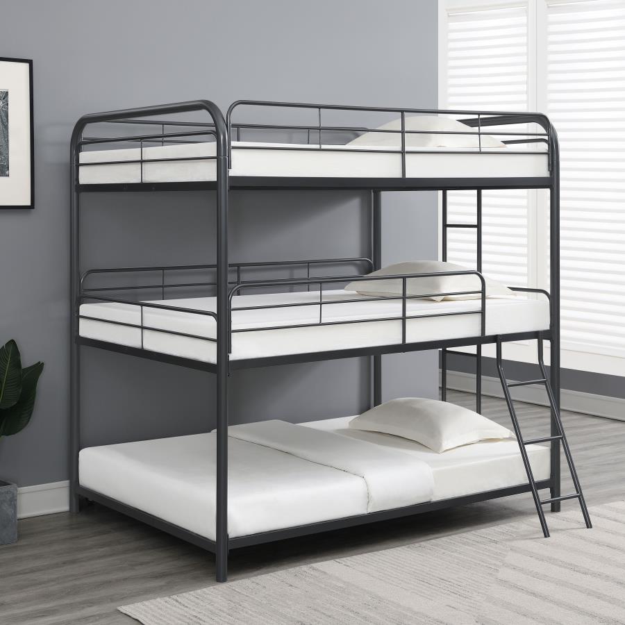 Garner Triple Full Bunk Bed With Ladder Gunmetal - (400779)
