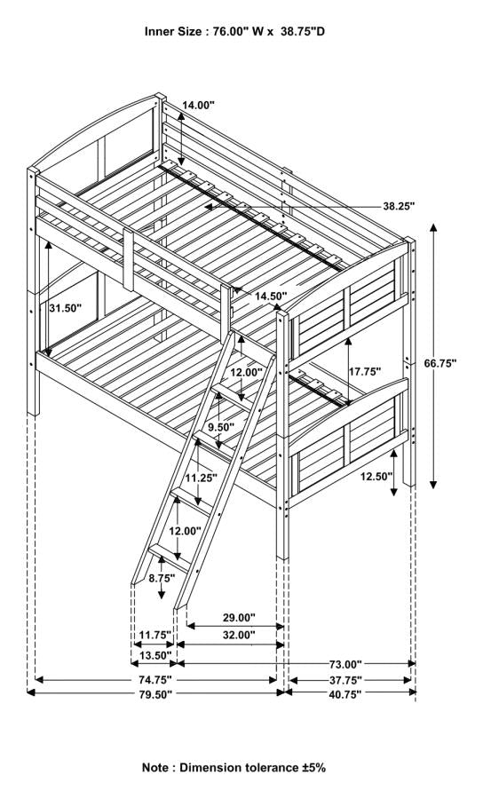 Flynn Twin Over Twin Bunk Bed Weathered Brown - (400808)