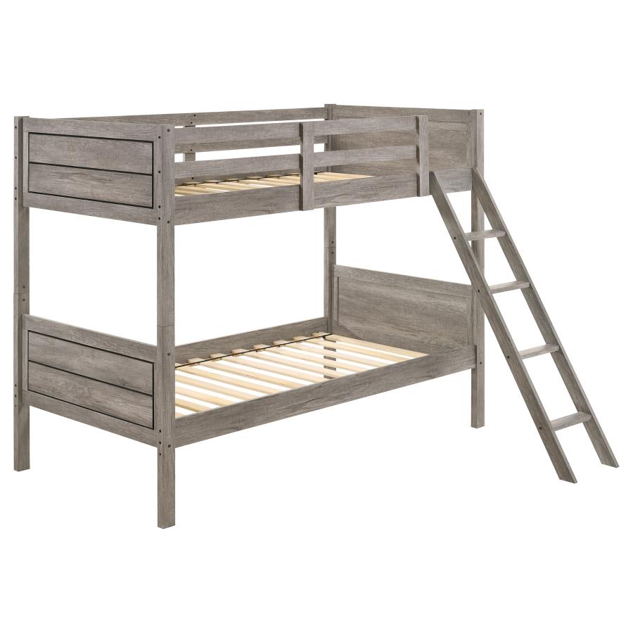 Ryder Twin Over Twin Bunk Bed Weathered Taupe - (400818)