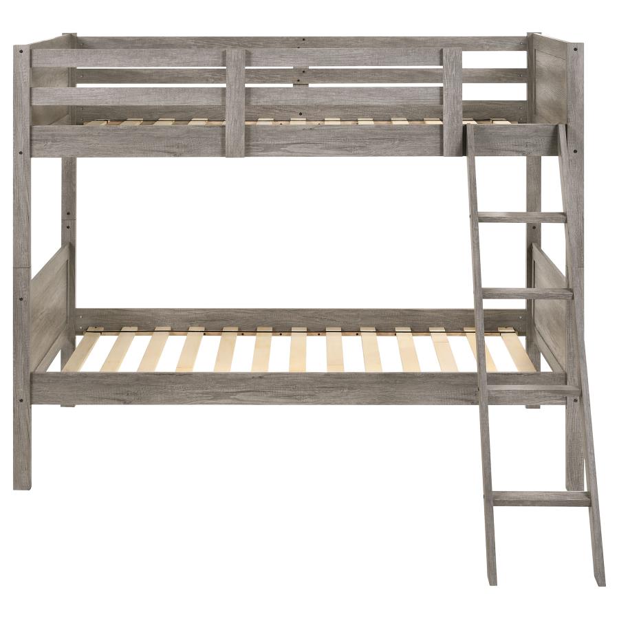 Ryder Twin Over Twin Bunk Bed Weathered Taupe - (400818)