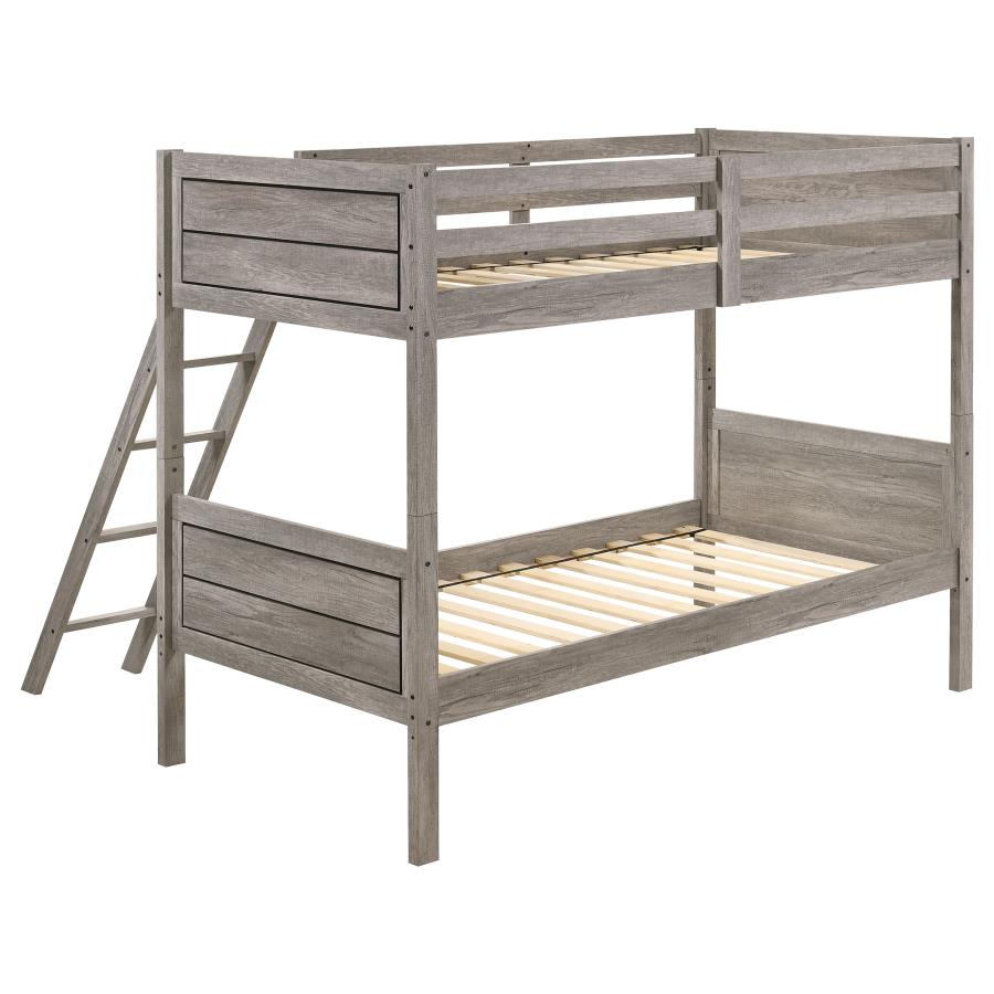 Ryder Twin Over Twin Bunk Bed Weathered Taupe - (400818)