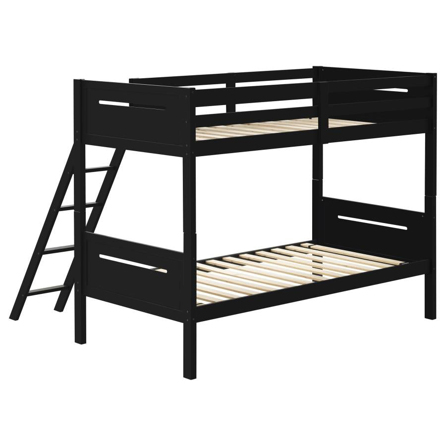 Littleton Twin Over Twin Bunk Bed Black - (405051BLK)