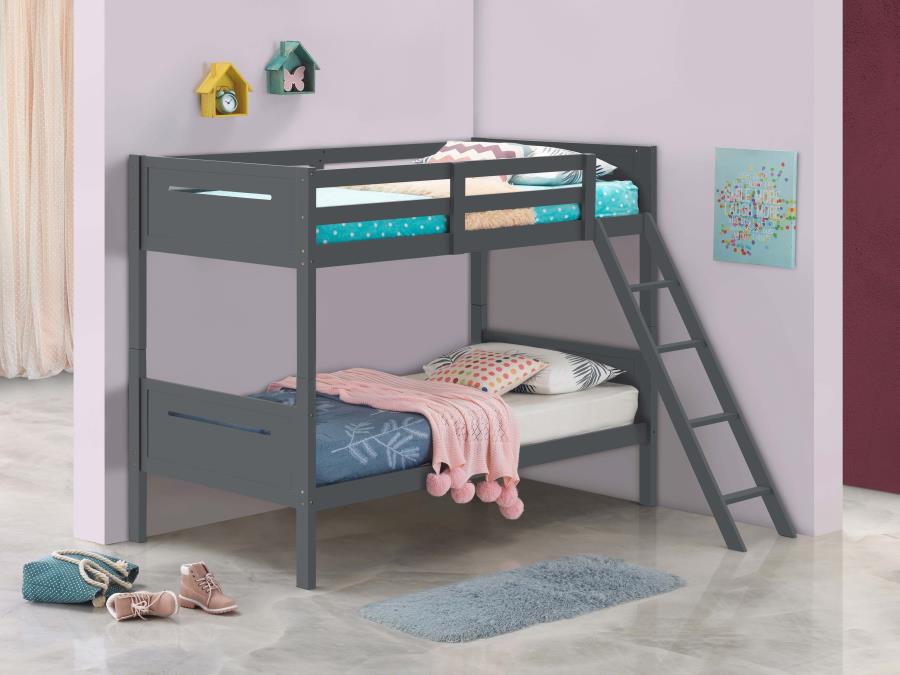 Littleton Twin Over Twin Bunk Bed Grey - (405051GRY)