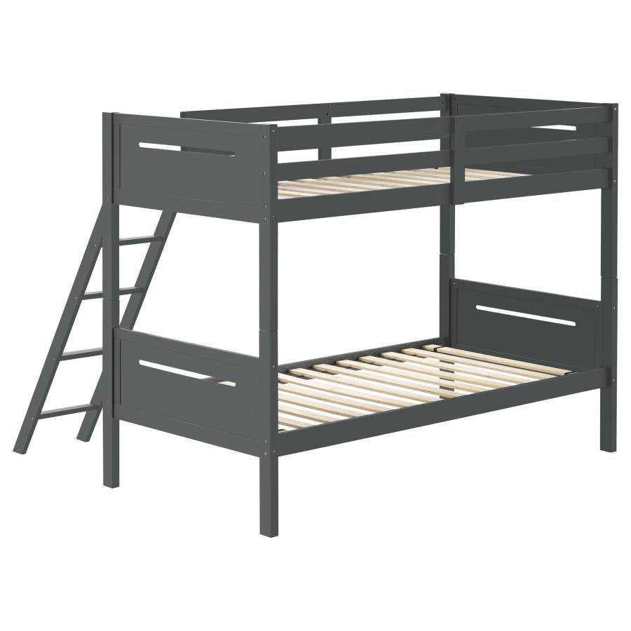 Littleton Twin Over Twin Bunk Bed Grey - (405051GRY)