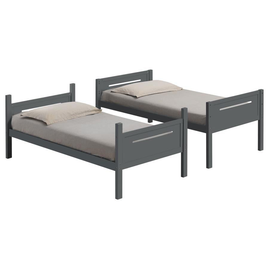 Littleton Twin Over Twin Bunk Bed Grey - (405051GRY)