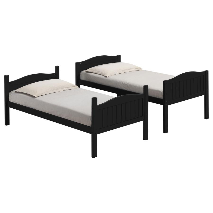 Arlo Twin Over Twin Bunk Bed With Ladder Black - (405053BLK)