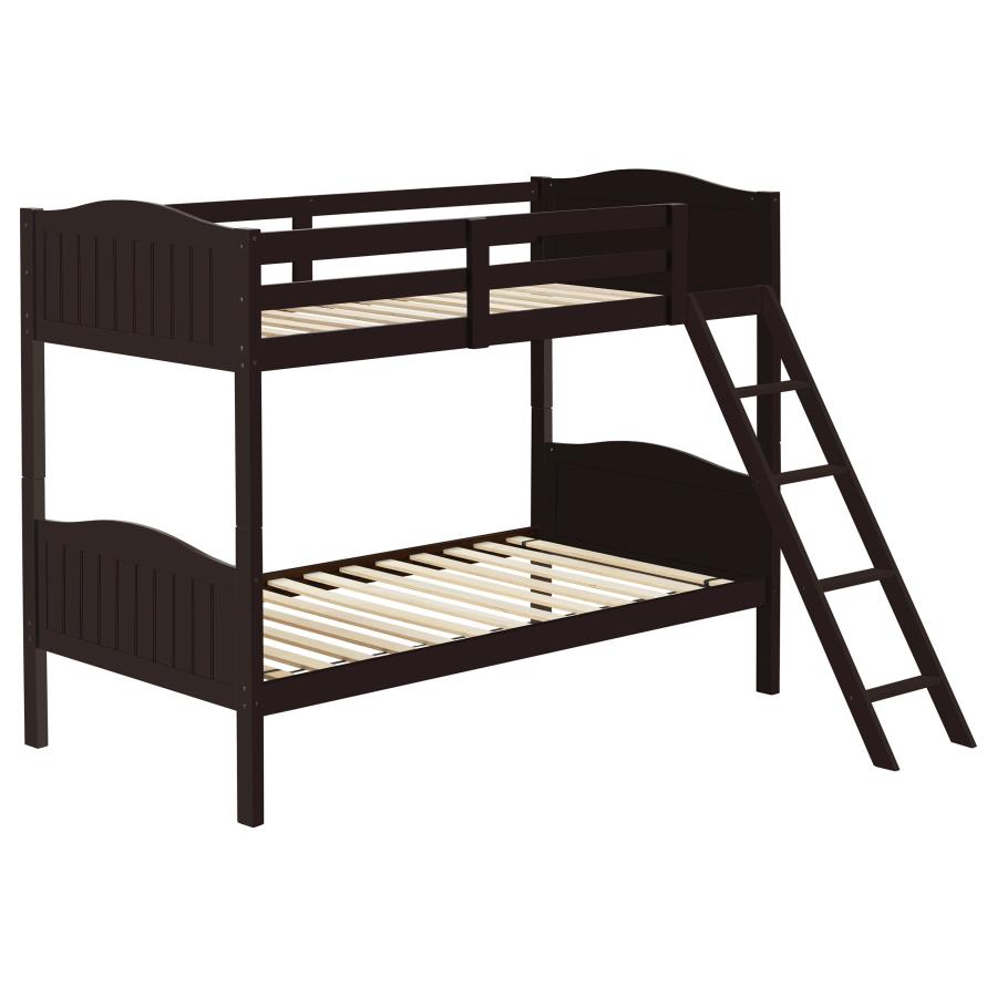 Arlo Twin Over Twin Bunk Bed With Ladder Espresso - (405053BRN)